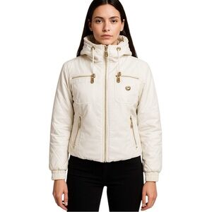 Piero Guidi Magic Circus Italian Designer White Quilted Winter Jacket Size L